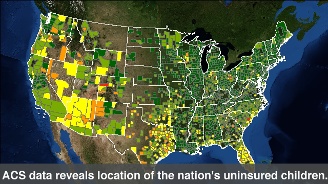 US_uninsured_children_map ACS data reveals location of the nation's uninsured children.